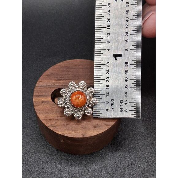 Spiny Oyster Turquoise Ring, Size 6, Southwestern, Orange, Sterling Silver - Picture 8 of 11